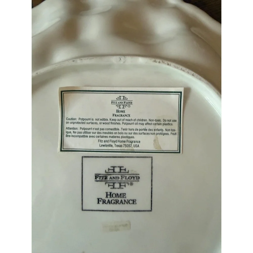 Vintage Fitz and Floyd Florentine Christmas Potpourri Dish Pomegranate Bow